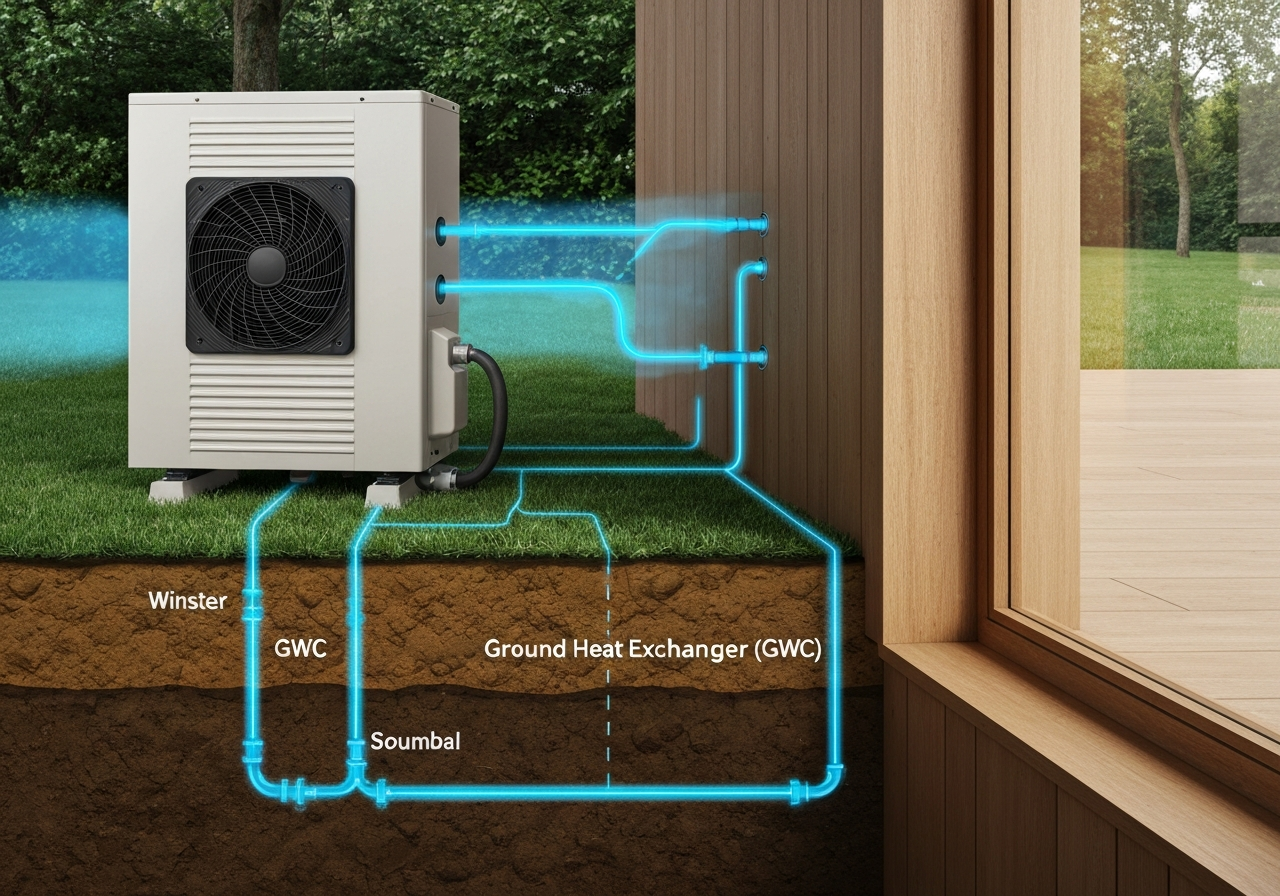 Współpraca pompy ciepła z gruntowym wymiennikiem ciepła (GWC) – optymalizacja COP zimą i latem.